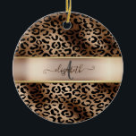 Leopard Pattern Black Bronze Monogram   Ceramic Ornament<br><div class="desc">Elegant leopard pattern on black and bronze with your monogram.The perfect romantic gift idea. Click the Customize It button to change fonts, move text around and further customize your design.</div>