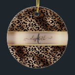 Leopard Pattern Black Bronze Monogram   Ceramic Ornament<br><div class="desc">Elegant leopard pattern on black and bronze with your monogram.The perfect romantic gift idea. Click the Customize It button to change fonts, move text around and further customize your design.</div>