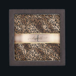 Leopard Pattern Black Bronze Monogram  Gift Box<br><div class="desc">Elegant leopard pattern on black and bronze with your monogram.The perfect romantic gift idea. Click the Customize It button to change fonts, move text around and further customize your design.</div>