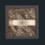 Leopard Pattern Black Bronze Monogram  Gift Box<br><div class="desc">Elegant leopard pattern on black and bronze with your monogram.The perfect romantic gift idea. Click the Customize It button to change fonts, move text around and further customize your design.</div>