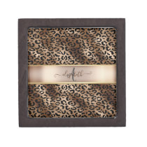 Leopard Pattern Black Bronze Monogram  Gift Box