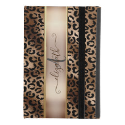 Leopard Pattern Black Bronze Monogram     iPad Mini 4 Case