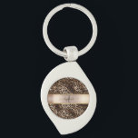 Leopard Pattern Black Bronze Monogram  Keychain<br><div class="desc">Elegant leopard pattern on black and bronze with your monogram.The perfect romantic gift idea. Click the Customize It button to change fonts, move text around and further customize your design.</div>