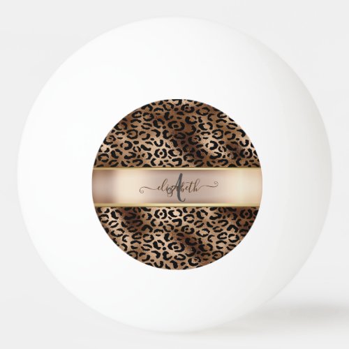 Leopard Pattern Black Bronze Monogram  Ping Pong Ball