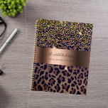 Leopard pattern brown black bronze 2025 planner<br><div class="desc">Elegant, cool, glamorous and feminine with brown, golden and black leopard pattern, decorated with golden confetti. Personalize and add your name. A large faux bronze metallic looking band. Template for a year, black letters. The name is written with a modern hand lettered style script. Perfect for female Entrepreneurs, make-up artists,...</div>