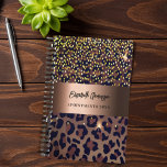 Leopard pattern brown black bronze 2025 planner<br><div class="desc">Elegant, cool, glamorous and feminine with brown, golden and black leopard pattern, decorated with golden confetti. Personalize and add your name. A large faux bronze metallic looking band. Template for a year, black letters. The name is written with a modern hand lettered style script. Perfect for female Entrepreneurs, make-up artists,...</div>