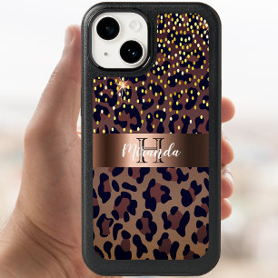 Leopard pattern brown black bronze monogram OtterBox samsung galaxy s6 case