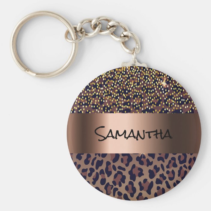 Download Leopard Pattern Brown Black Golden Bronze Metallic Keychain Zazzle Com