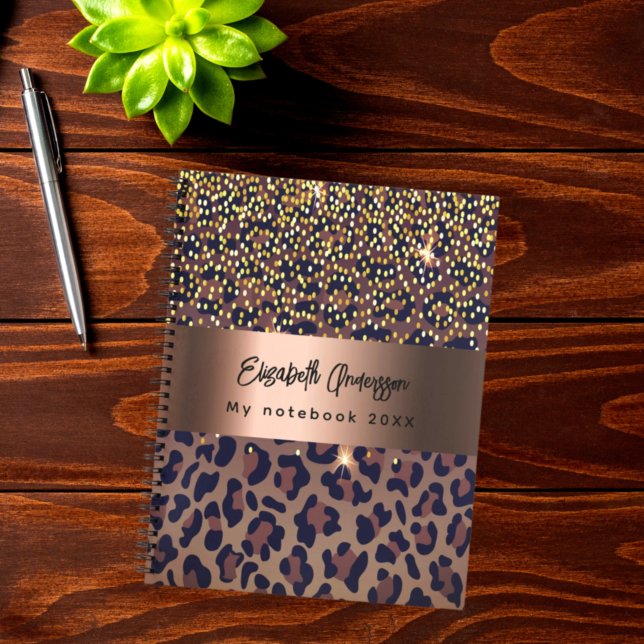 Leopard pattern brown black golden bronze metallic notebook (Creator Uploaded)