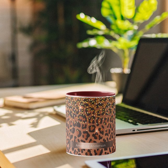 Leopard pattern brown black golden bronze mug (Creator Uploaded)