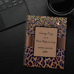 Leopard pattern brown black motivational 2024 planner<br><div class="desc">Elegant, cool, glamorous and feminine with brown, golden and black leopard pattern, decorated with golden confetti. Personalize and add your name. Template for a year, black letters. A brown and black frame with the motivational quote: Every Day is a New Beginning. Perfect for female Entrepreneurs, make-up artists, store owners, consultants....</div>