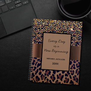 Leopard pattern brown black motivational 2026 planner