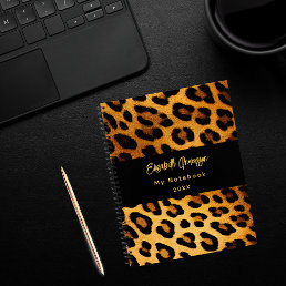 Leopard pattern brown black notebook
