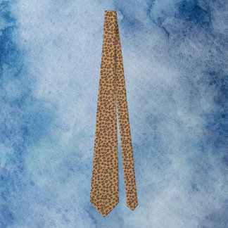 Leopard Pattern Brown Neck Tie