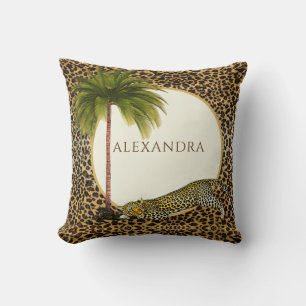 Leopard Pattern  Brown Personal Elegant Palm Throw Pillow