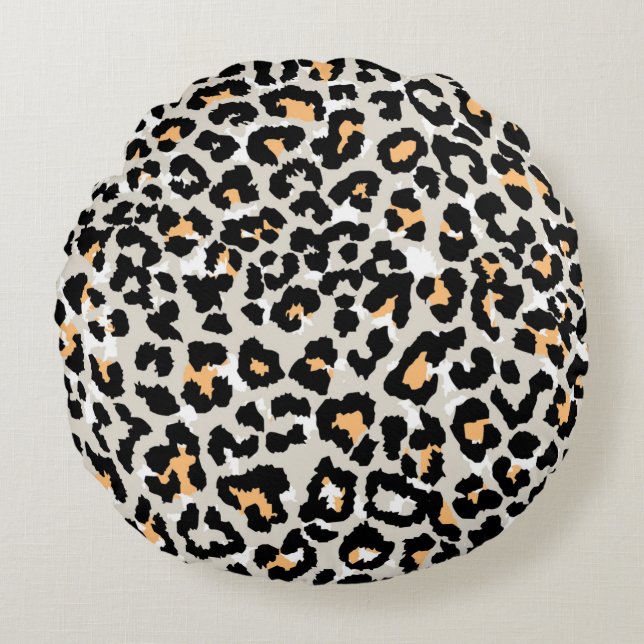 leopard pattern colored wild seamless round pillow (Front)