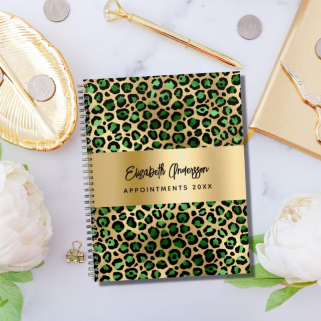 Leopard pattern emerald green gold 2026 planner (Creator Uploaded)