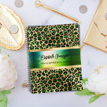 Leopard pattern emerald green gold planner<br><div class="desc">Elegant,  cool,  glamorous and feminine with emerald green and faux gold leopard pattern.  Personalize and add your name.   Personalize and add your name and a year. The name is written with a modern hand lettered style script.
Perfect for female Entrepreneurs,  make-up artists,  store owners,  consultants.</div>