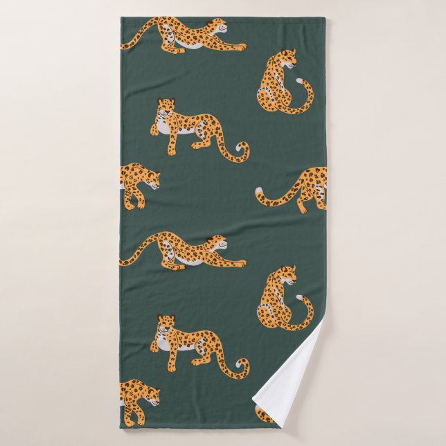 Leopard pattern flat color seamless design illustr bath towel (Bath Towel)