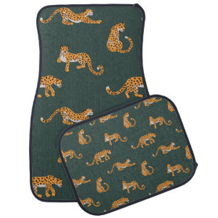 Leopard pattern flat color seamless design illustr car floor mat