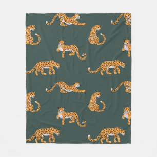 Leopard pattern flat color seamless design illustr fleece blanket
