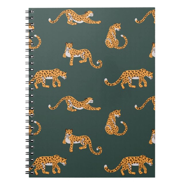 Leopard pattern flat color seamless design illustr notebook (Front)