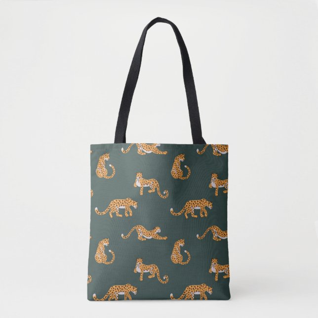 Leopard pattern flat color seamless design illustr tote bag (Front)