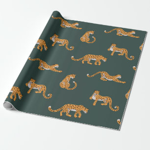 Leopard pattern flat color seamless design illustr wrapping paper