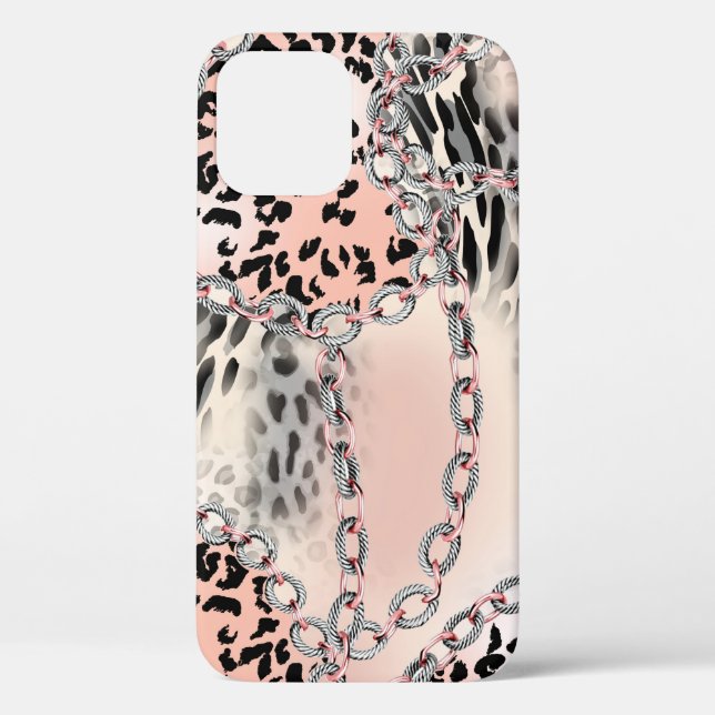 Leopard pattern, flowers, chain, roses Case-Mate iPhone case (Back)