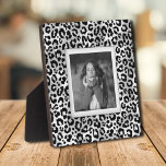 Leopard Pattern Frameless Photo Easel Back Plaque<br><div class="desc">Made to look dimensional, a black and white leopard pattern creates a beautiful frame for your favorite photo on this tabletop plaque with a built-in easel. The image is put directly on the hardboard panel for a stunningly crisp image with an easy wipe clean surface. Great as a gift or...</div>