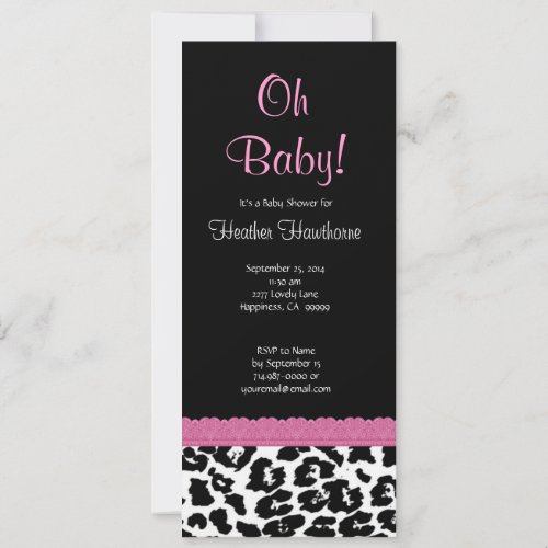 Leopard Pattern Girl Baby Shower  V12 Invitation