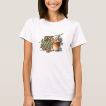 Leopard pattern iced coffee Basic mama funny typo