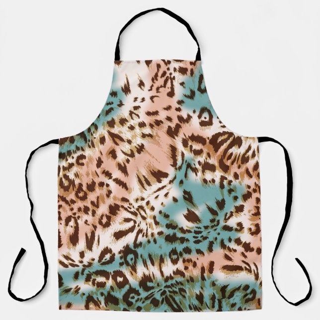 Leopard pattern illustration, animal print  apron (Front)