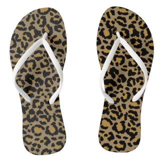 Leopard Pattern in Natural 2 Flip Flops