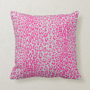 Leopard pattern in pink and grey throw pillow