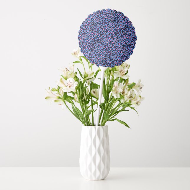 Leopard Pattern in Raspberry on Electric Blue Balloon (Vase)