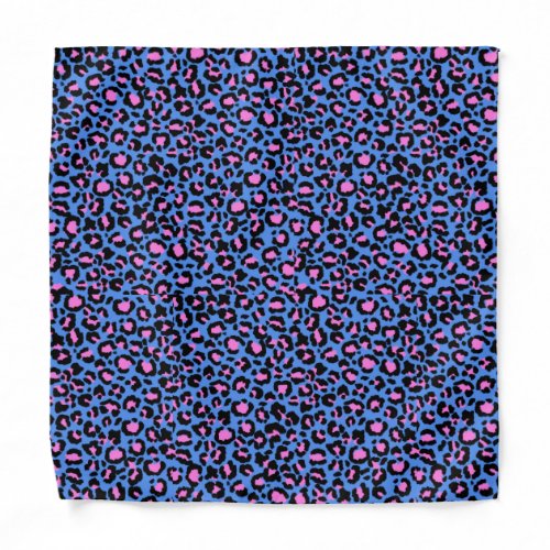 Leopard Pattern in Raspberry on Electric Blue Bandana