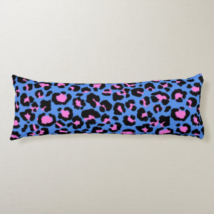 Leopard Pattern in Raspberry on Electric Blue Body Pillow