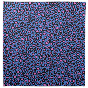 Leopard Pattern in Raspberry on Electric Blue  Cloth Napkin