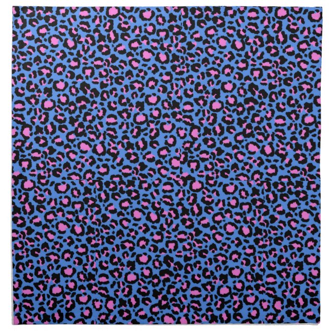 Leopard Pattern in Raspberry on Electric Blue  Cloth Napkin (Front)