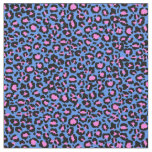 Leopard Pattern in Raspberry on Electric Blue Fabric