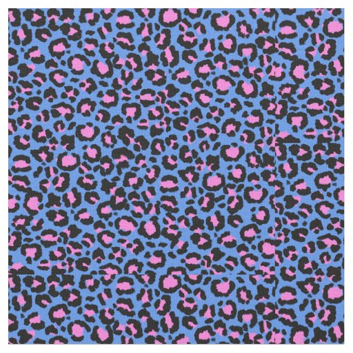 Leopard Pattern in Raspberry on Electric Blue Fabric