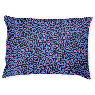 Leopard Pattern in Raspberry on Electric Blue Pet Bed