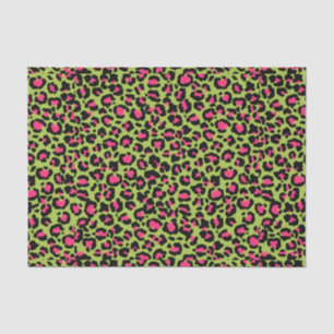 Leopard Pattern in Raspberry on Lime Green Tissue Paper