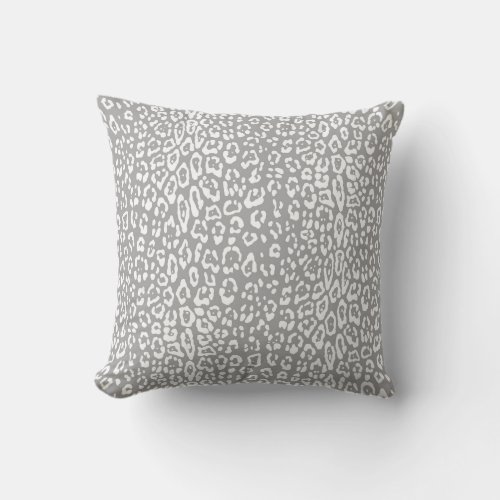 Leopard pattern in white and light grey throw pillow