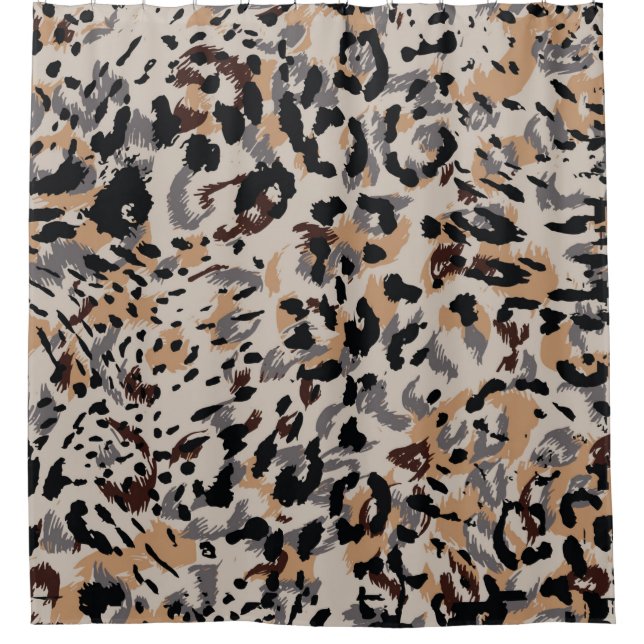 Leopard pattern, jaguar pattern, animal fur shower curtain (Front)