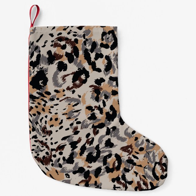 Leopard pattern, jaguar pattern, animal fur small christmas stocking (Front)