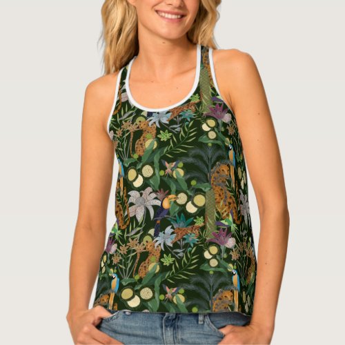 Leopard pattern jungle animals tank top