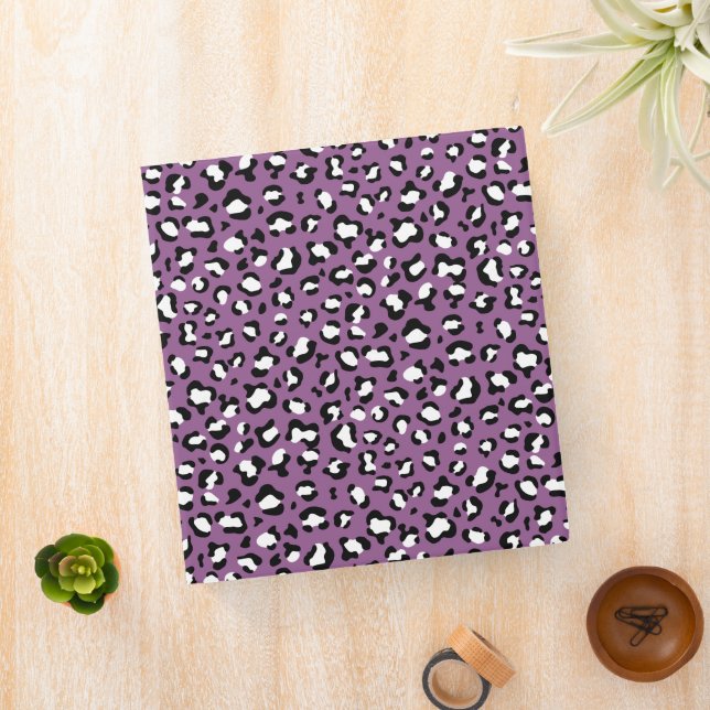 Leopard Pattern, Leopard Spots, Purple Leopard 3 Ring Binder (In Situ)
