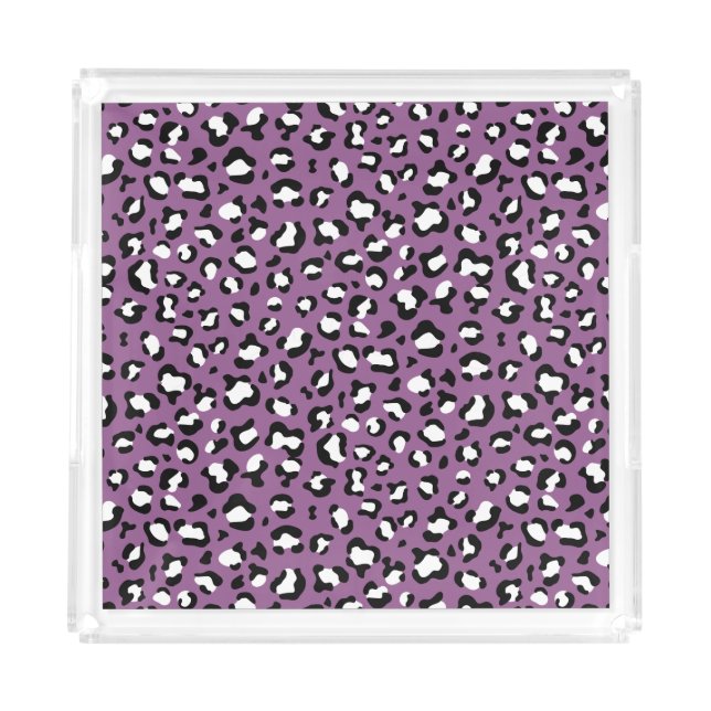 Leopard Pattern, Leopard Spots, Purple Leopard Acrylic Tray (Front)